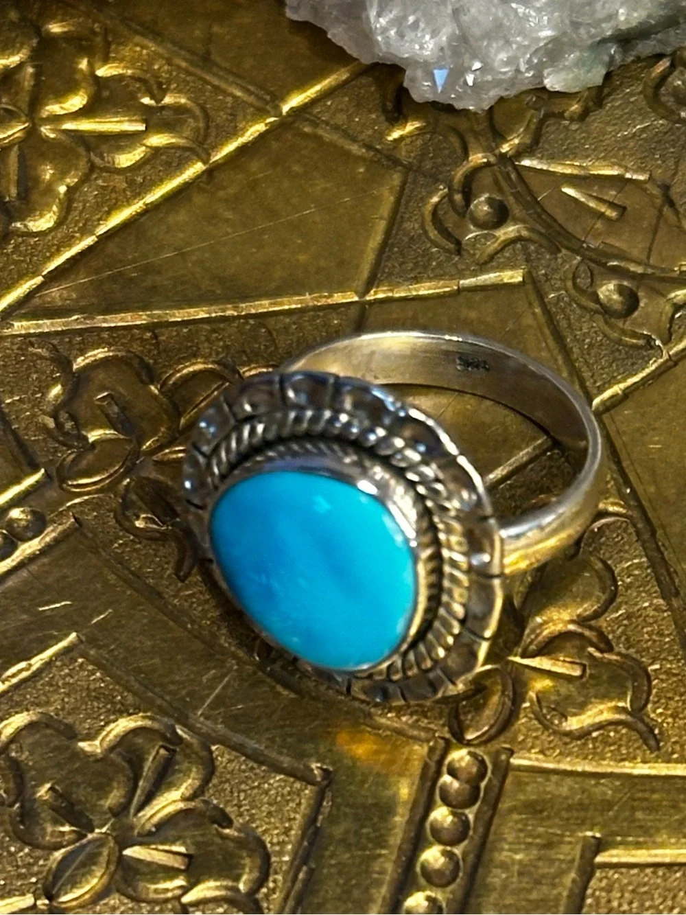 Sleeping Beauty Turquoise Sterling Silver Ring Size 6.5